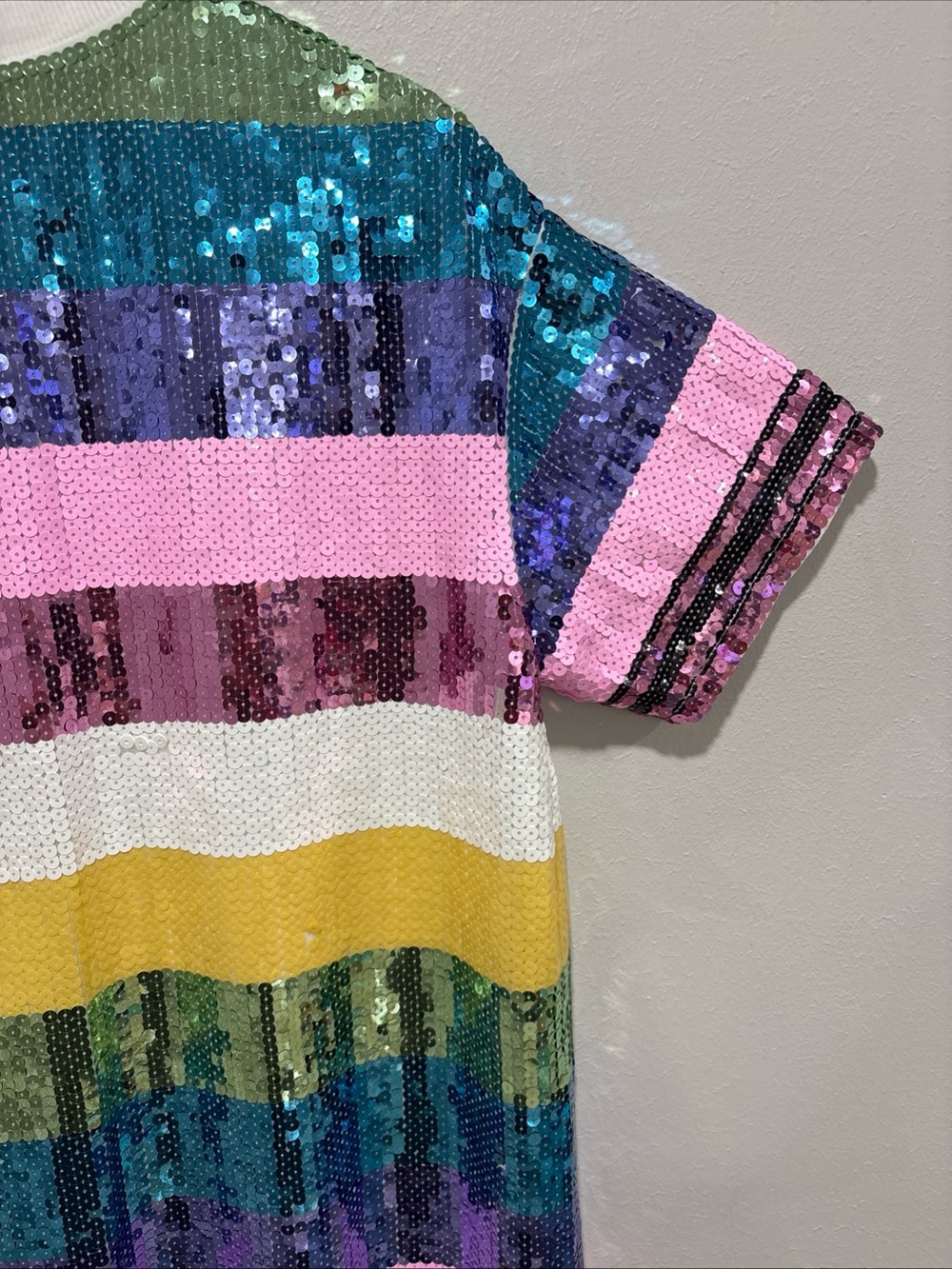 Simply Southern Birthday Girl Sequin Dress Women’s Size S/M Multi Color Striped - Picture 10 of 16